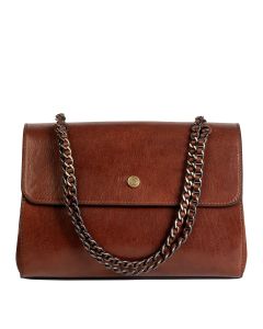 Hochwertige italienische Lederhandtasche mit Kettenhenkel – kann quer über dem Körper getragen werden.