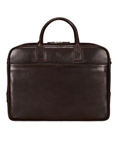 Braune, vollnarbige italienische Leder-Laptoptasche für Herren, passend für 15/16/17 Zoll Laptops