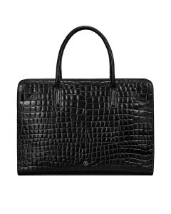 Die beste, hochwertige, handgefertigte schwarze Leder-Schultertasche für Damen, hergestellt in Italien, passend für Macbook Pro