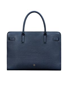 Luxuriöse marineblaue Damen-Aktentasche aus genarbtem Saffiano-Leder mit MacBook-Fach