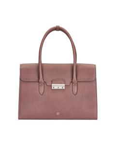 Luxuriöse Damenhandtasche aus genarbtem Saffiano-Leder in Taupe-Creme