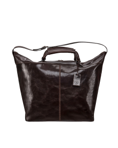 large brown Hochwertige, große, braune Reisetasche aus feinstem Vollnarbenleder, hergestellt in Italien. holdall travel bag