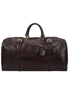 Dunkelbraune, hochwertige Lederreisetasche für Herren, sehr groß, handgefertigt in Italien aus feinstem Vollnarbenleder.