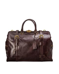 Strapazierfähige Reisetasche aus feinstem italienischem Leder, handgefertigt in Italien. Elegante Gladstone-Tasche für Herren.