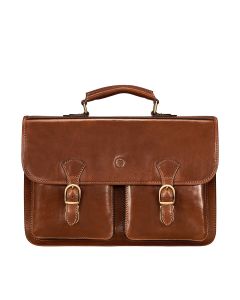 Premium vegetable-tanned leather satchel - padded sleeve for a 15-inch laptop macbook