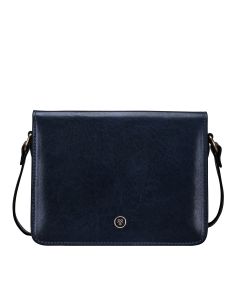 Hochwertige, kleine, marineblaue Schultertasche aus italienischem Leder, ideal zum Umhängen. Handgefertigt in Italien aus feinstem Rindsleder.