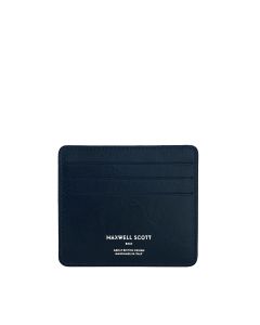 Handmade Italian navy leather card holder personalised with initials for gents