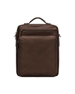 The SanitnoXL Mens Italian Leather Business Backpack Rucksack in Brown - Front Shot