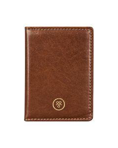 Luxury Men’s Leather ID Card Holder in tan brown Italian leather 