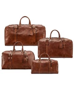 High end matching leather duffle bag set unified travel aesthetic