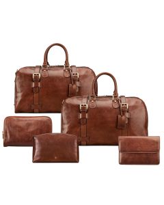 luxury wedding gift - leather luggage set for him and her - handmadein italy frmo finest leather