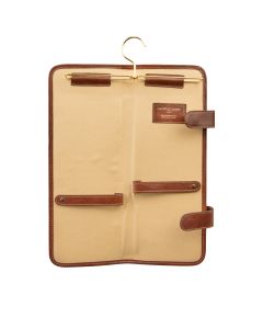 men's luxury italian leather tie travel case